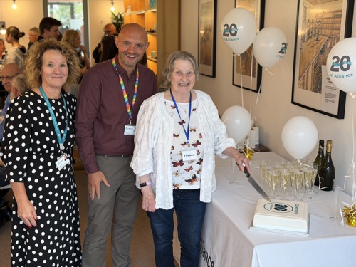 Yvonne Maan (R) with Alliance Homes COO Iain Lock, and Service Director for Customer Operations, Cath Stenson